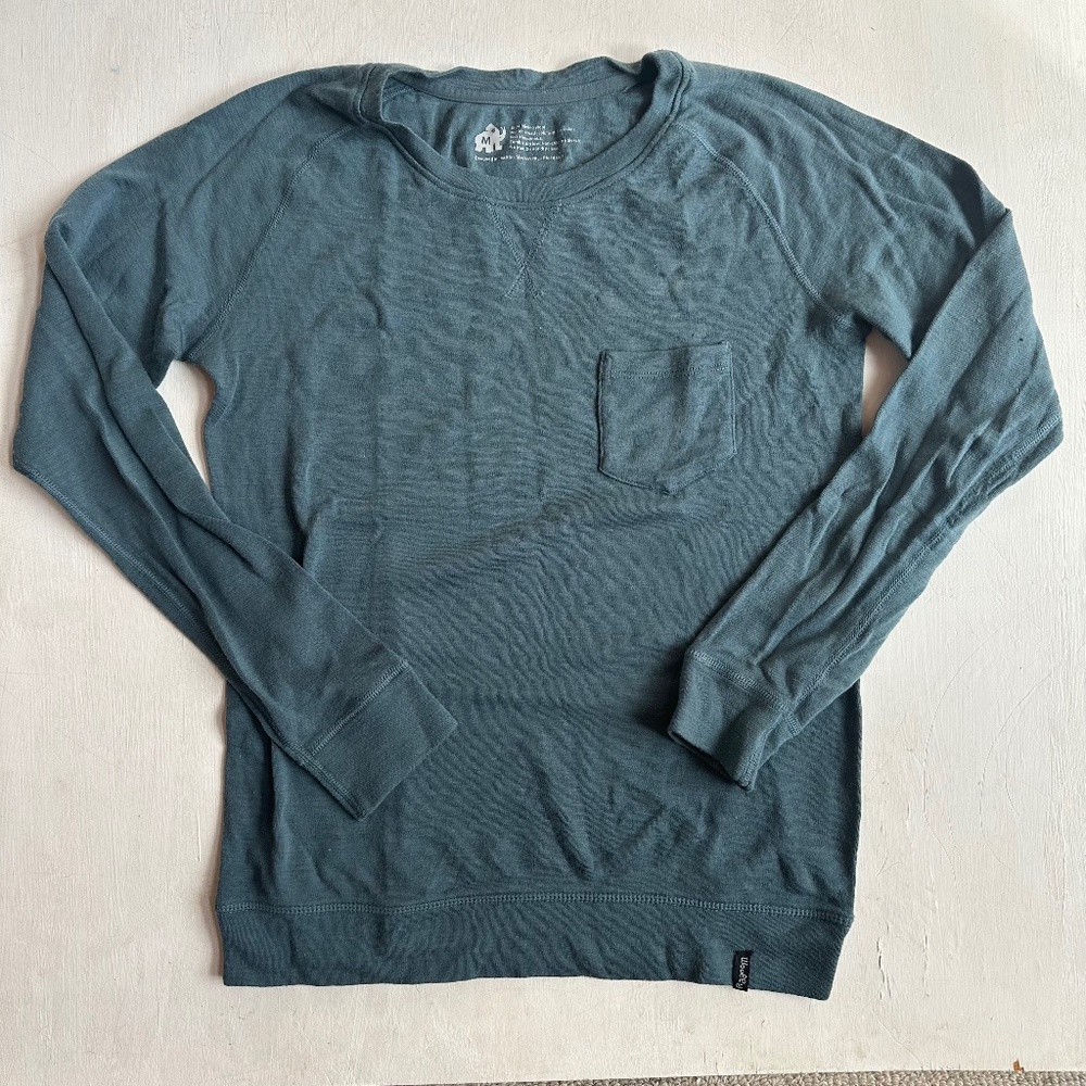 Long Sleeve Blue merino wool Shirt